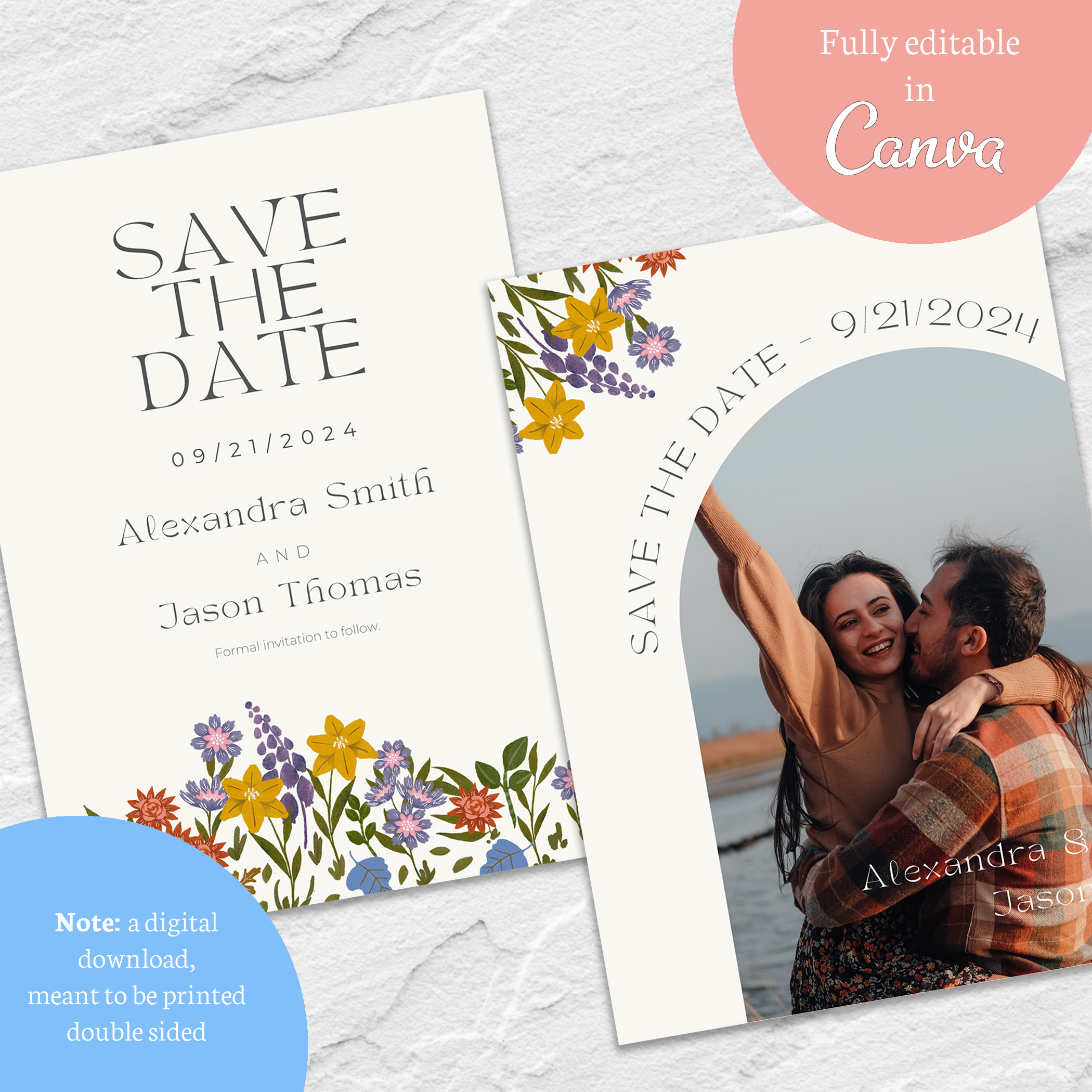 Boho Floral Save The Date Template