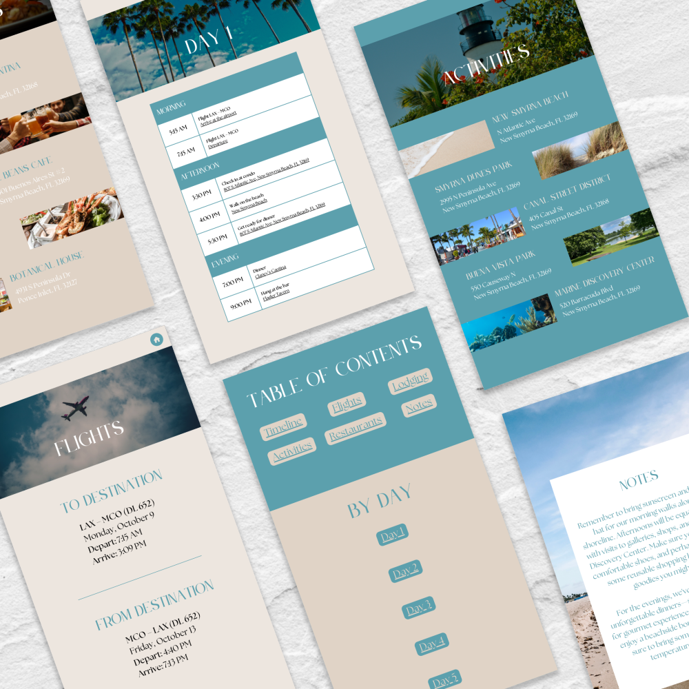 Mobile Beach Travel Itinerary Template